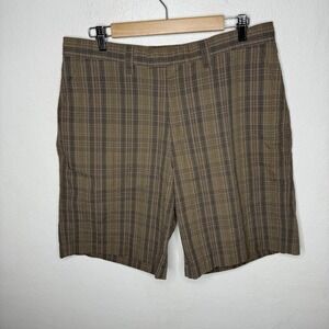 Patagonia Brown Plaid Seersucker Shorts Organic‎ Cotton Men's 34 Pockets Outdoor